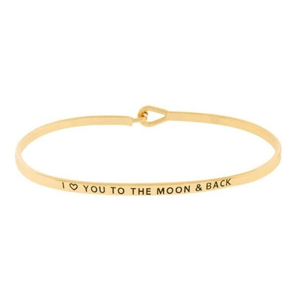 I LOVE YOU TO MOON AND BACK MESSAGE BRACELET  GOLD